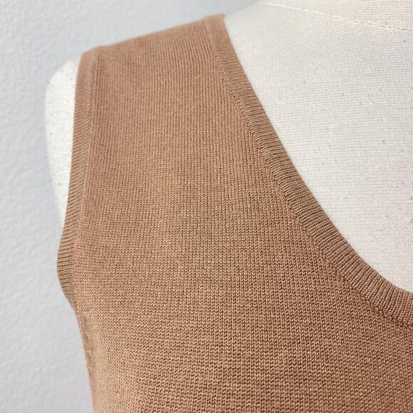 George Mocha Brown Knit Tank Top Sweater M 8-10 Preppy Hipster Academia Career - Picture 3 of 9